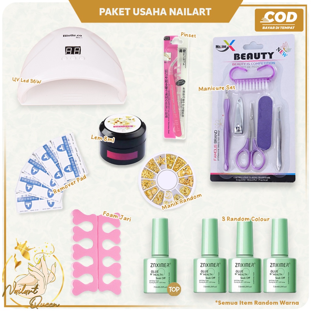 Set Lampu Kuku UV 36W danCat Kuku Gel, Set Peralatan Manicure Seni Kuku