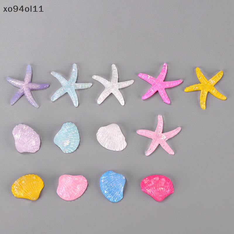 Xo 10PCS Aquarium Mini Resin Lucu Multicolor Hewan Bintang Laut Mikro Lanskap Ornamen Shell Sea View Ikan Aquarium Dekorasi OL