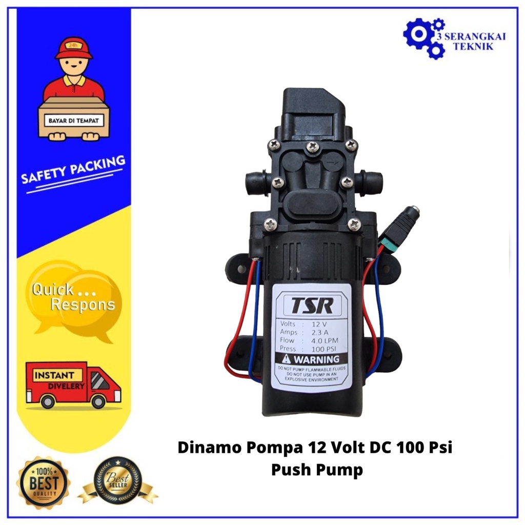 TISERA Push Pump Knapsack Dinamo DC 12 Volt Cuci Motor Mobil AC