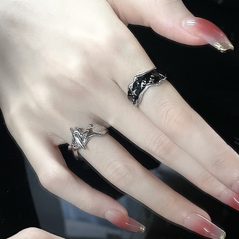 Fashion Simple Adjustable Stars Rings/ Niche Desain Punk Asterisme Pembukaan Jari Cincin/ Gaya Gelap Gothic Alloy Ring Perhiasan Aksesoris