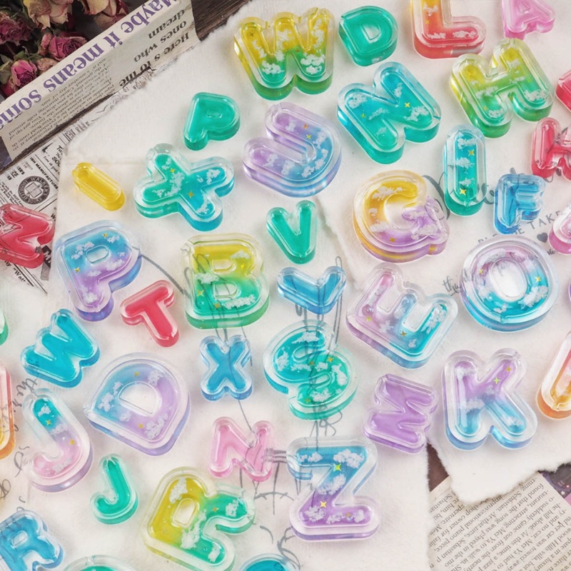 Siy Resin Shaker Cetakan Alfabet Cetakan Kristal Gantungan Kunci Anting Liontin Cetakan DIY Alat