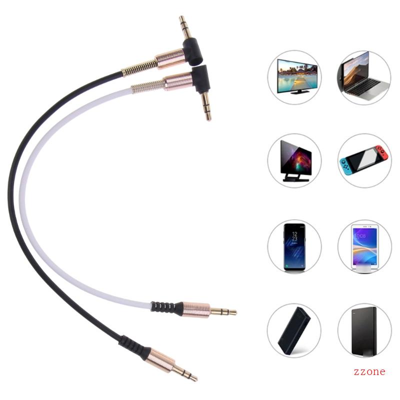 Zzz 35mm Kabel Ekstensi 3-pole Male to Male Extender Right Angle Cord Line AUX Wire Untuk Headphone Mikrofon