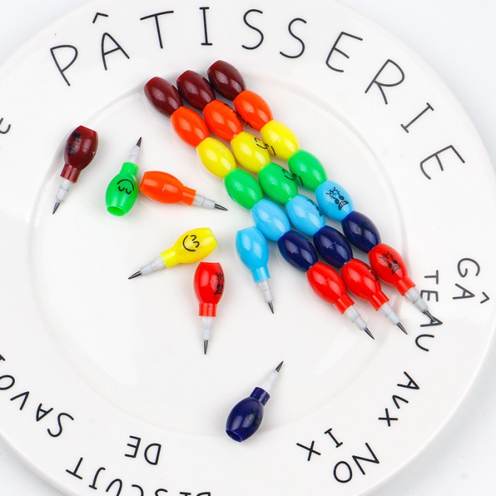 

Pensil Tulis Susun 7-Tingkat Unik / Kreatif Motif Wajah Emoji Lucu