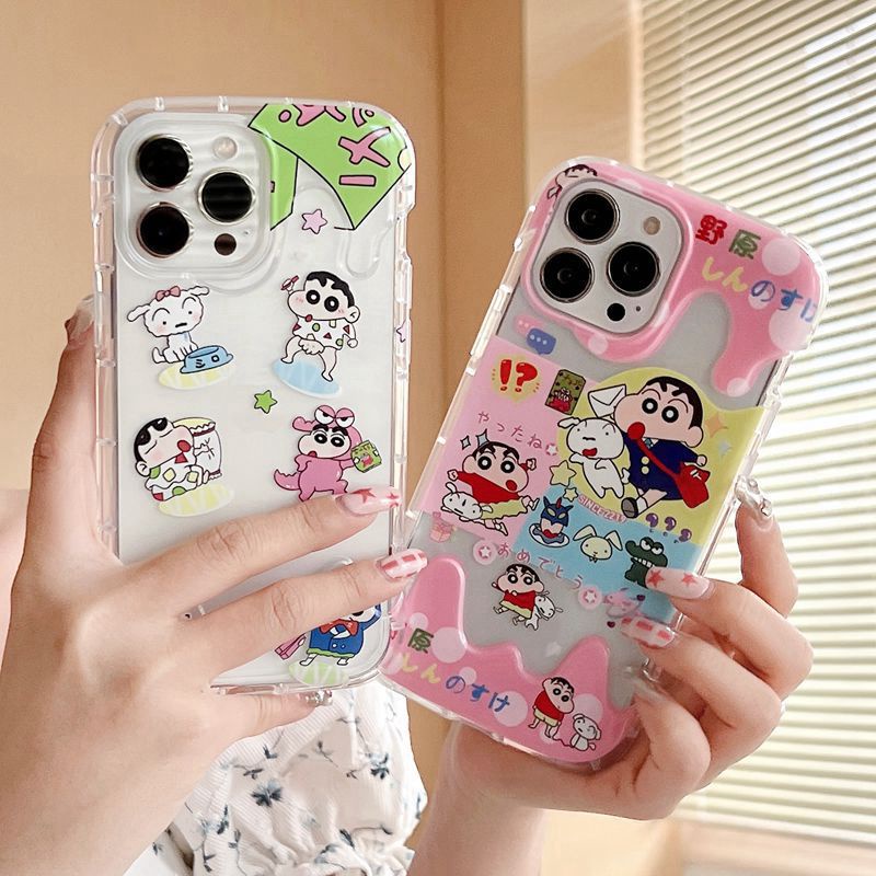 All New Cute Ice Cream Clear Soft Bumper Case for Apple iPhone XR XS Max 11 12 13 14 Pro Max 14 Plus Girl Woman's Fashion Pretty Phone Case Crayon Shin-chan