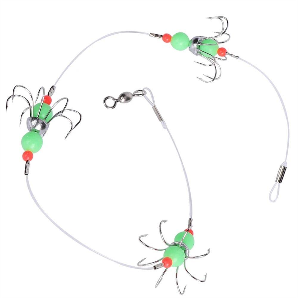 Lanfy String Hook Fishing Tackles Fluorescence Barbed Fishing Hooks Umpan Pancing Luminous Gurita Fishhook