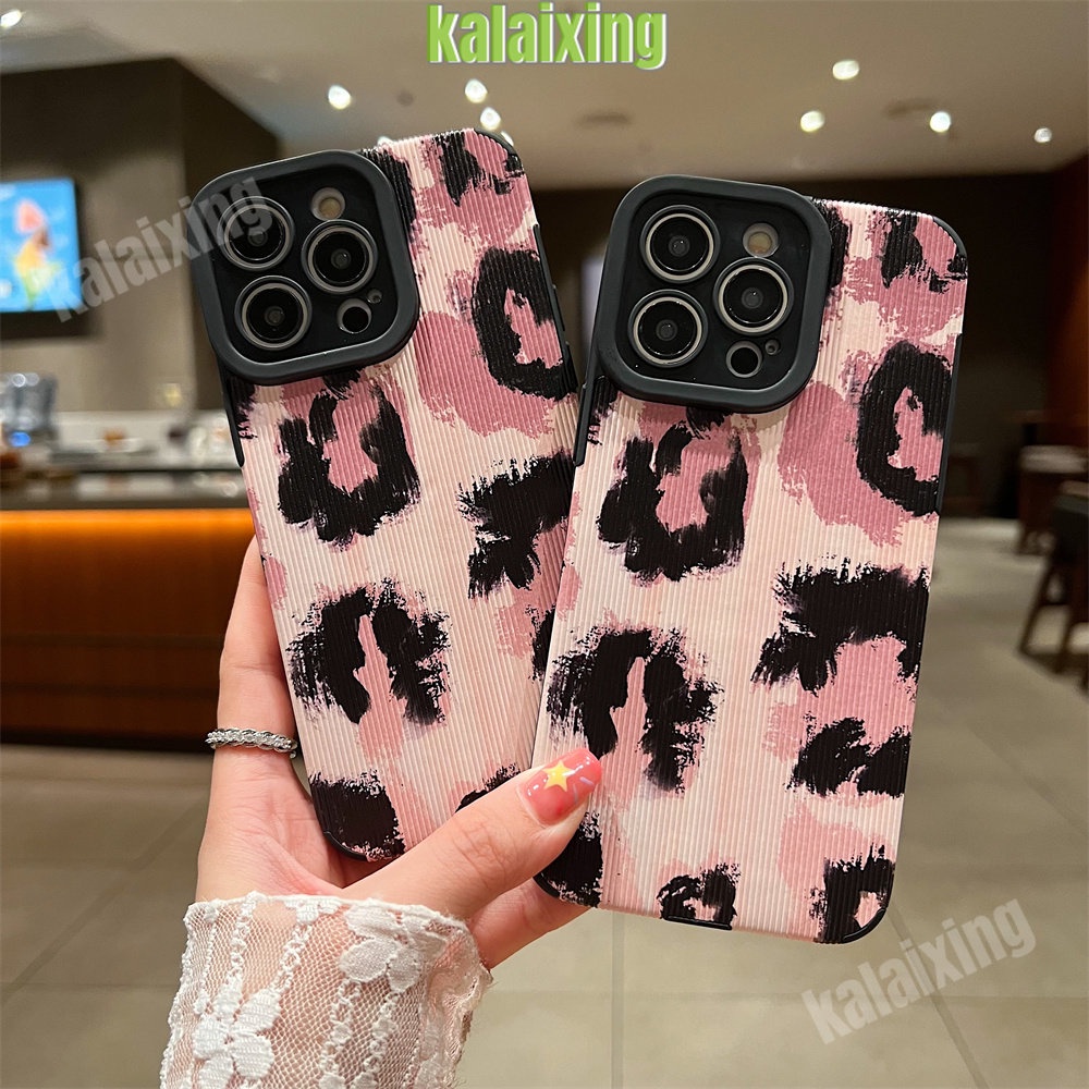 IPHONE Case Motif Leopard Warna Pink Untuk Iphone11 12 13 14 Pro Max14 Plus Xs Max X XR 78 Plus Soft Back Cover