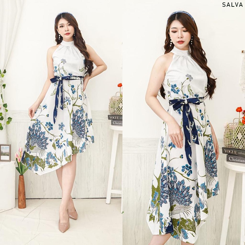 Evercloth Salva Dress Batik Modern Wanita Gaun Terusan Jumbo