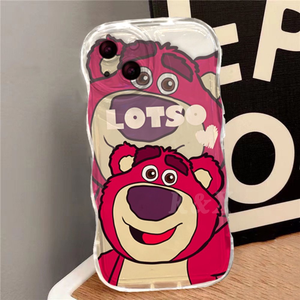 Casing Realme C53 C55 C33 C35 C30 C31 Realme 10 9i 8i 6i 5 7i C15 C25 C21Y C25Y C12 C1 C20 C3 C2 C1 Narzo 50 Wavy Edge Cartoon Manyo Strawberry Bear Transparan Soft Case RIXUAN