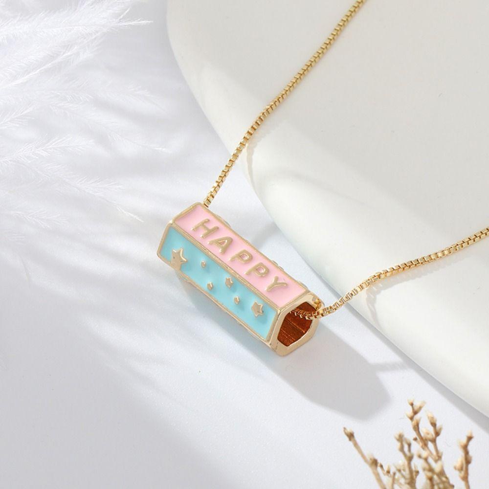 Mxbeauty Aksesoris Perhiasan Wanita Kreatif Minoritas Huruf Geometris Square Choker Enamel Tembaga Setan Mata Kalung