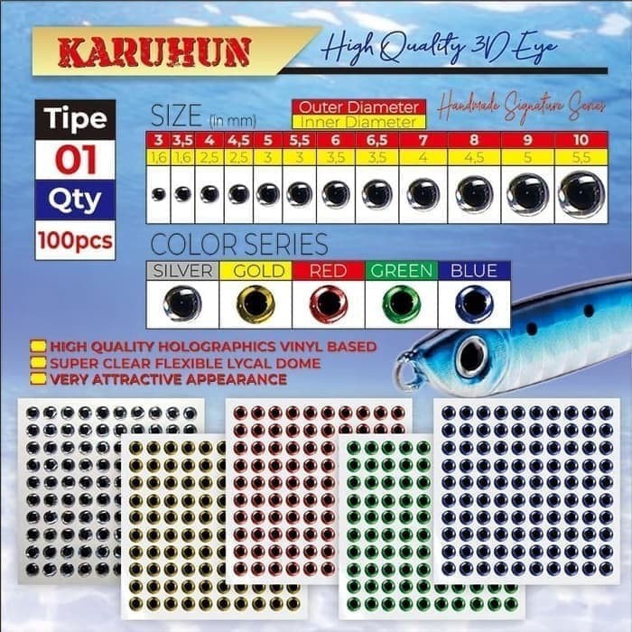 KAHURUN MATA IKAN 3D UNTUK METAL JIG | BONEKA | MATA MAINAN