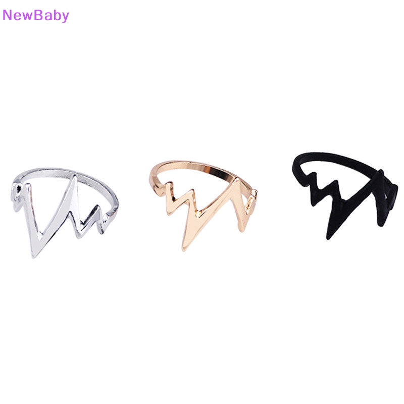 Newbaby Vintage Heartbeat Ring Women Adjustable Electrocardiogram Ring Women Jewelry ID