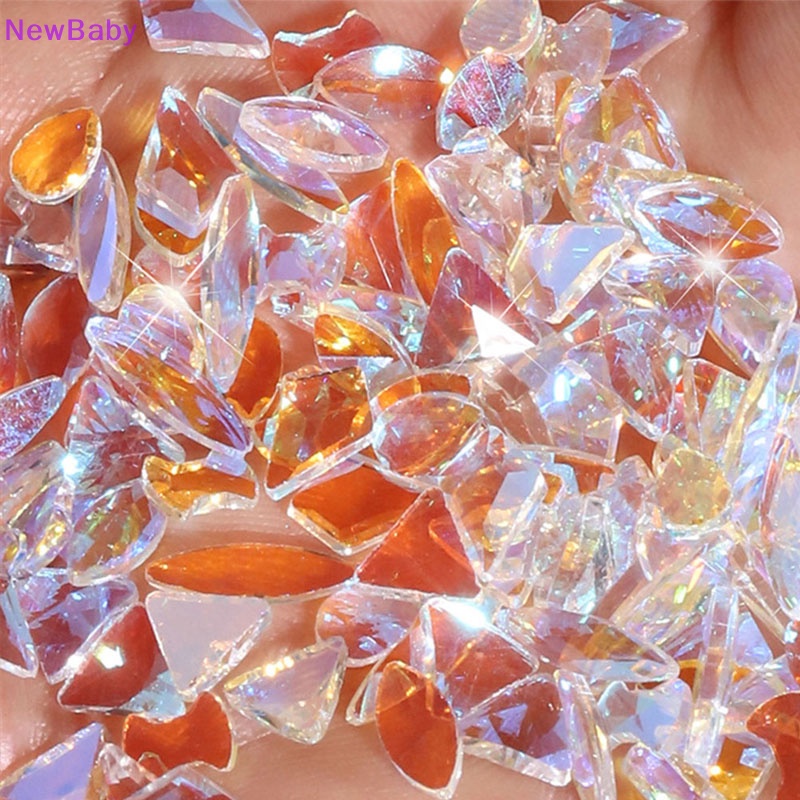 Newbaby 100pcs Photochromic Aurora Rhinestones Nail Art Dekorasi Bentuk Campur Drop Parts ID