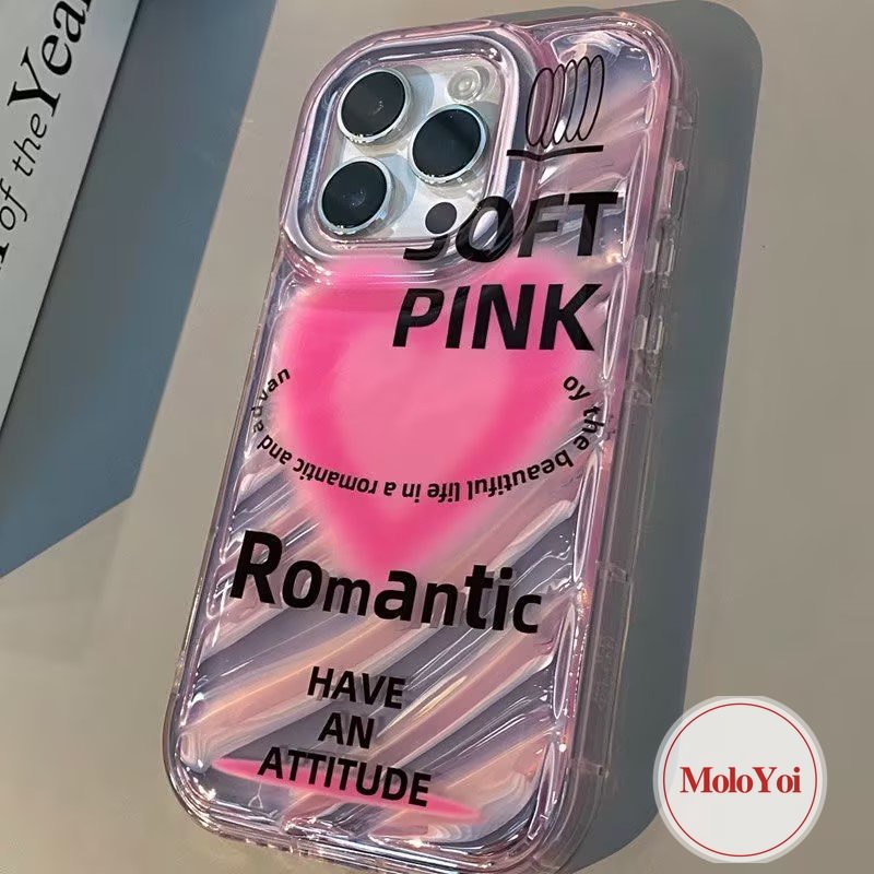 Case Smile Huruf Sederhana Kreatif Kompatibel Untuk IPhone 7Plus XR XS X Max11 14 12 13Pro Max 6 6S 7 8Plus SE 2020 Gradien Cinta Hati Kartu Laser 3D Stereo Korgasi Soft Cover