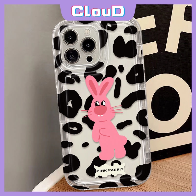 Untuk Redmi9 10 9A 12C 10C 10A A1 9T 9C NFC Redmi Note9 10 Pro Max 11 8 10 10s 11s POCO F4 Cute Love Heart Smile Rabbit Leopard Print Pink Rabbit Shockproof Soft Clear Cover