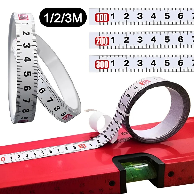Self-adhesive Penggaris Meja Kerja Carbon Steel/Perekat Skala Metrik Tahan Lama Karat Measuring Tape