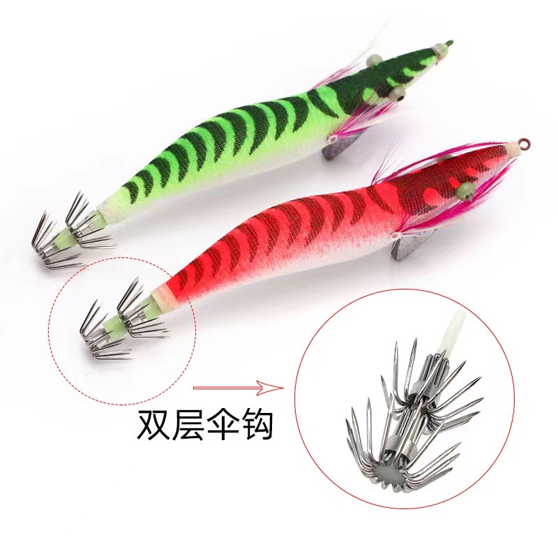 Umpan Pancing Candat Sotong Stainless Steel Double-layer Umbrella Hook Malam Memancing Laut Jarum Squid Jig Hook