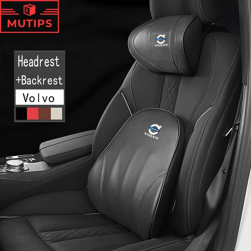 Volvo Kursi Mobil Kulit Headrest Bantal Back Support Memory Cotton Foam Lumbar Head Neck Cushion Untuk XC90 V60 XC60 S60 S80 XC40 C40