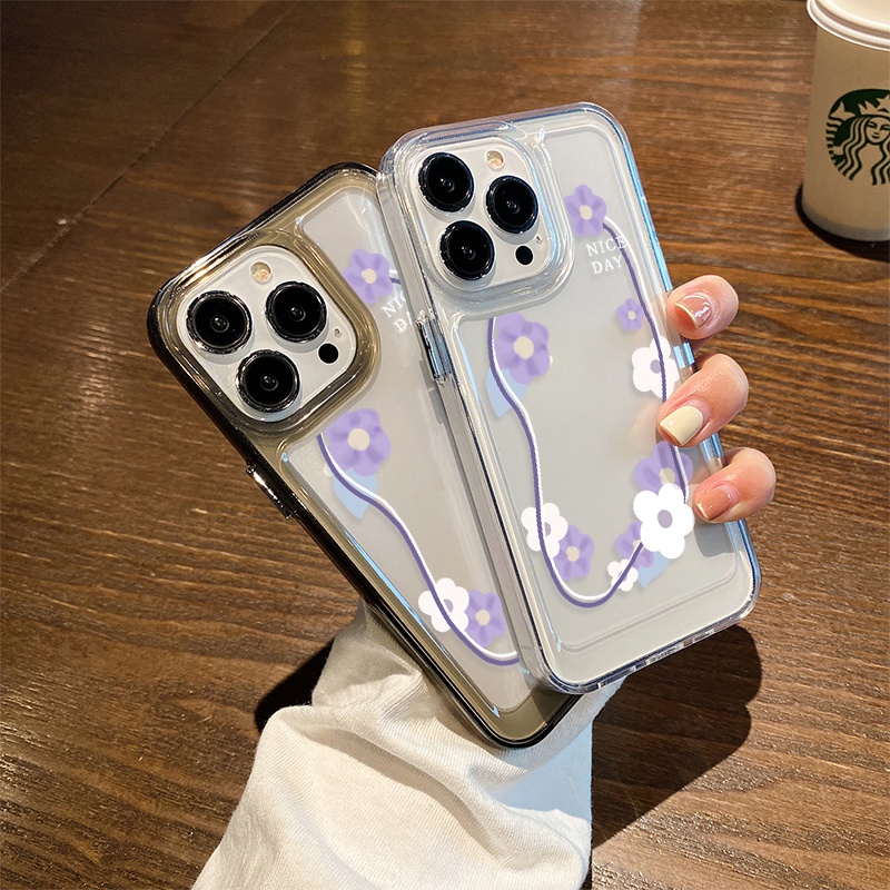 Casing Bunga Anggur Untuk IPhone Kompatibel6 7 8 6Plus 7Plus 8Plus 11 14 Pro Max X XS XR 11 12 13 14 Pro Pro Max SE 2020 2022 Plating Electroplated Buttons Shockproof Cover