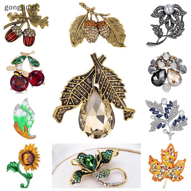 Ggg Fashion Vintage Bros Lencana Kristal Berlian Imitasi Pin Wanita Baroque Perhiasan Pesta ID