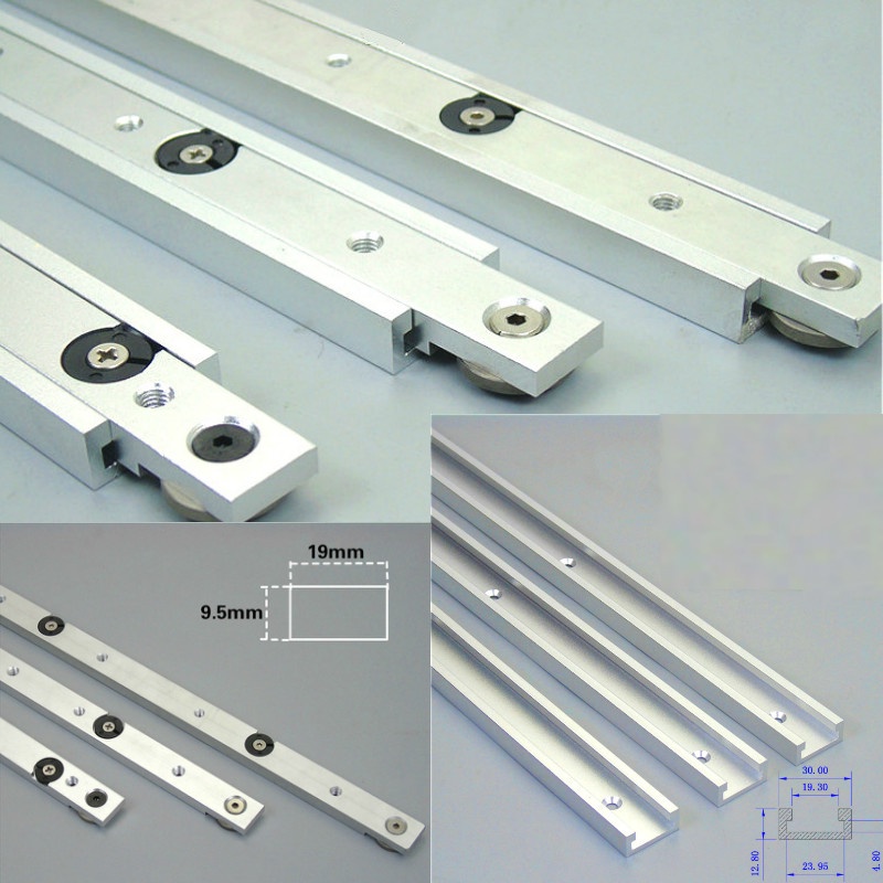 FNICEL T-tracks Slot Miter Slider Bar Woodworking Tools 300mm with Retaining Ring - Silver
