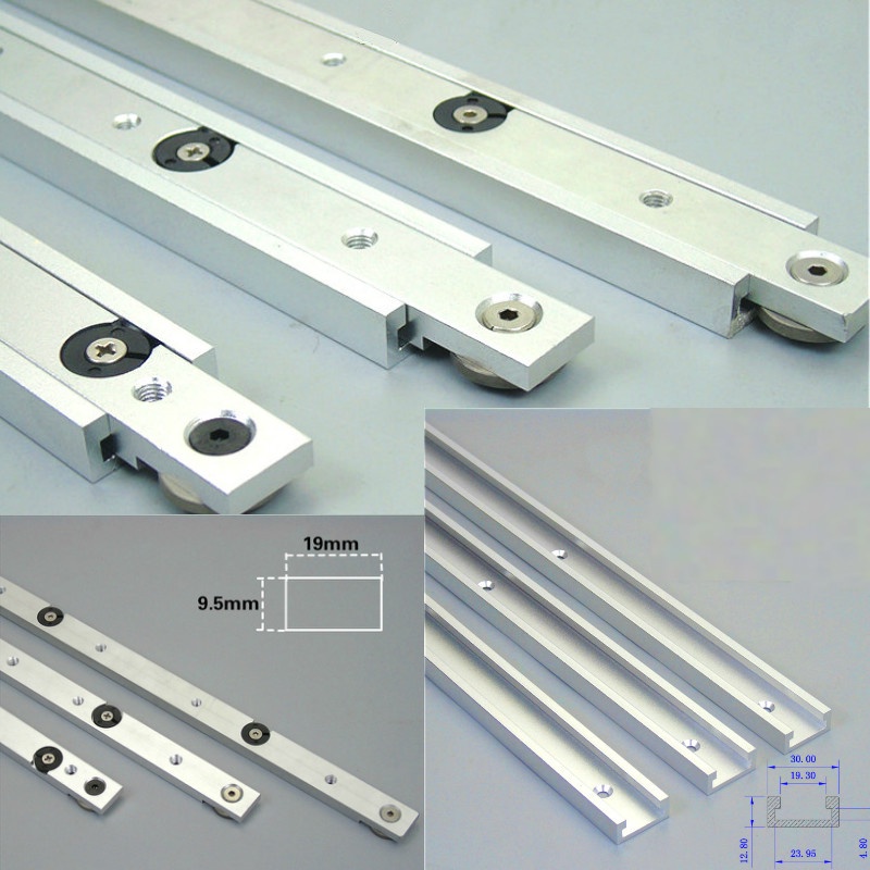 FNICEL T-tracks Slot Miter Slider Bar Woodworking Tools 300mm with Retaining Ring - Silver