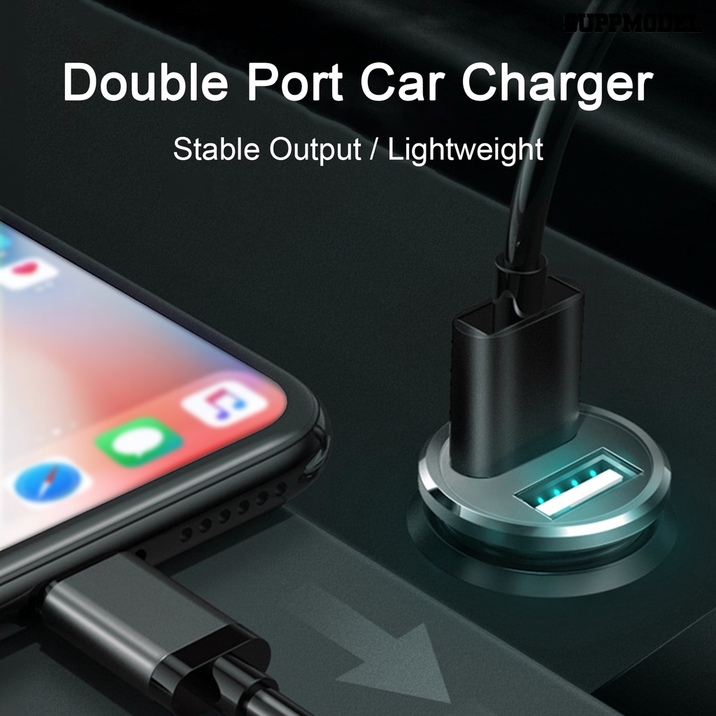 [SM] Charger Mobil Output Stabil Kokoh 12 /24V Universal Ringan Compact Kompatibilitas Lebar Bahan PC Port Ganda USB Charger Car Supply
