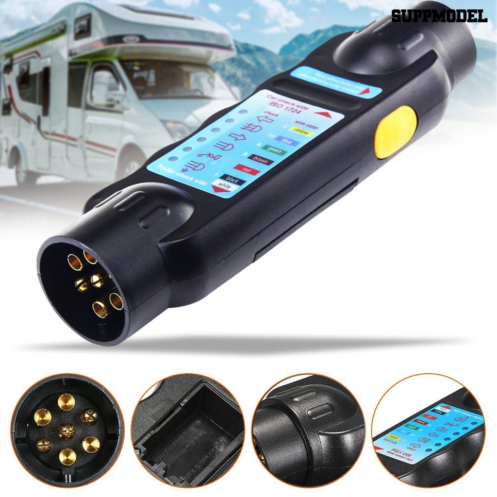 [SM]Trailer Tester 7pin 12V Plug Socket Alat Diagnostik Universal Caravan Derek Tow Bar Light Wiring Tester Trailer Tester Aksesoris Mobil