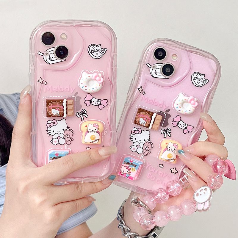 3D Hand Made Diy Candy Pink Kitty Clear Soft Case iPhone 11 12 13 14 Pro Max New Puff Casing Apple for women girls Gift