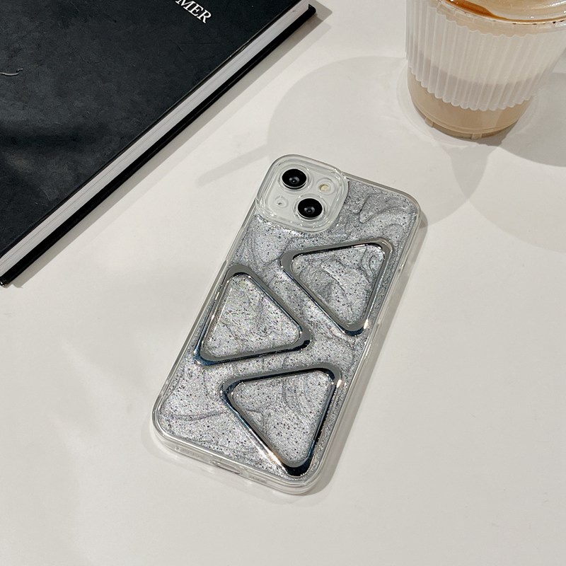 Silver Grey Pigment Triangle Soft TPU Case HP iP iPhone 14 13 12 11 Pro X XS XR Max 7 8 + Plus SE 2020 2022 Drop Glue FTD Casing Apple