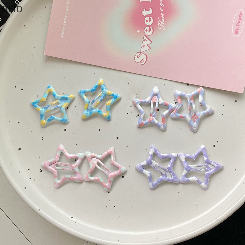 [BFID] 2pcs Ins Gaya Kisi Pentagram Bintang Permen Warna Jepit Rambut Untuk Wanita Harajuku Manis Lucu Bobby Pin Aksesoris Rambut Aesthetic [ID]