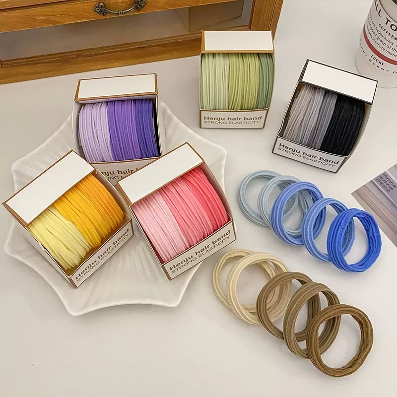 10 isi Dasi Wanita Pita Karet Korea Tali Kuncir Ekor Kuda Sederhana Ikat Rambut Elastic Band