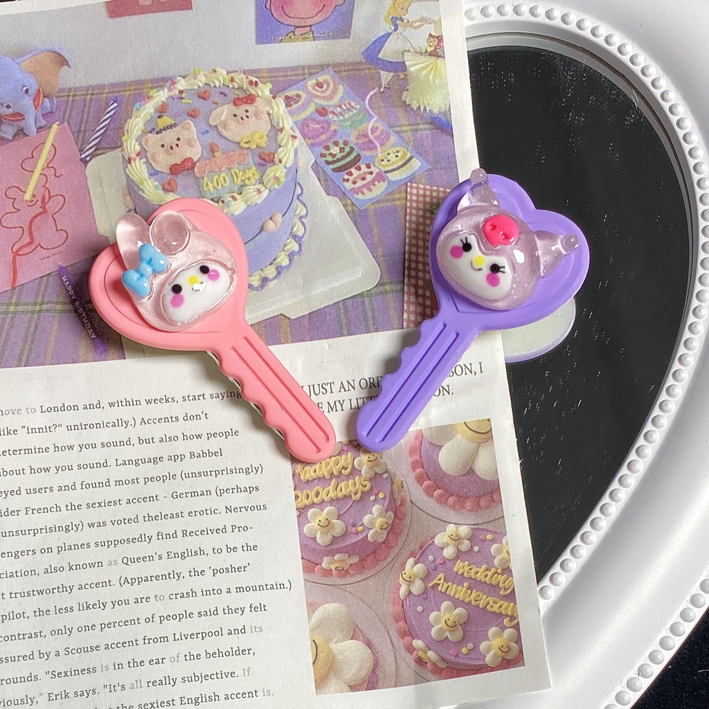 Jepit rambut anak kunci transparan kartun gemerlap sanrio bahan berkualitas import harga grosir bisa cod