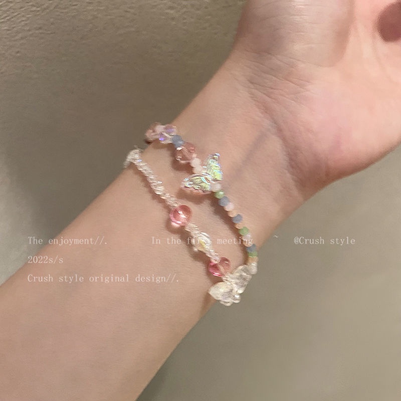 Gelang Kupu-Kupu Akrilik Manik-Manik Warna Perempuan Musim Panas ins Niche Desain Sederhana All-Match Gelang Adjustable Bracelet