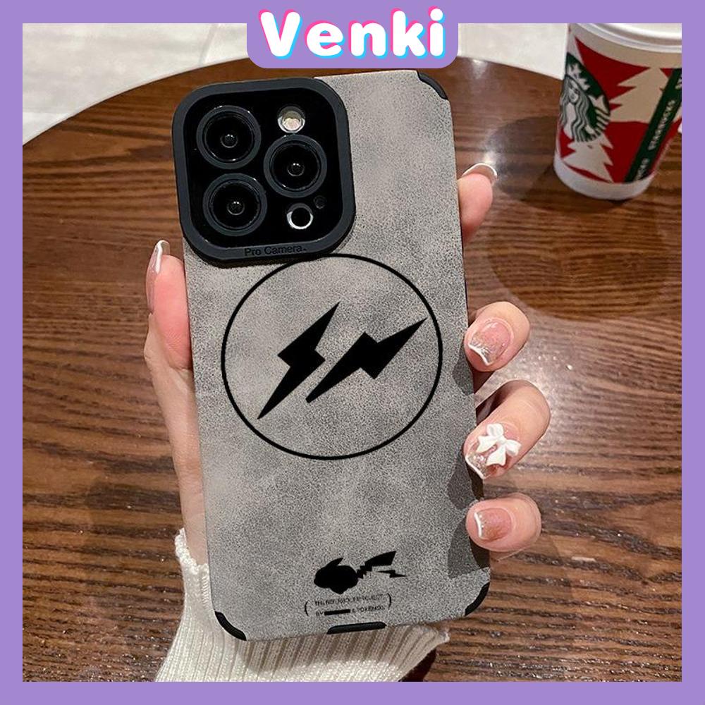 VENKI - Untuk iPhone 11 Case Leather Pupil Suede Cover Soft Shockproof Case Camera Gray Simple Lightning Kompatibel dengan iPhone 14 13 Pro max 12 Pro max xr xs 7Plus 8Plus