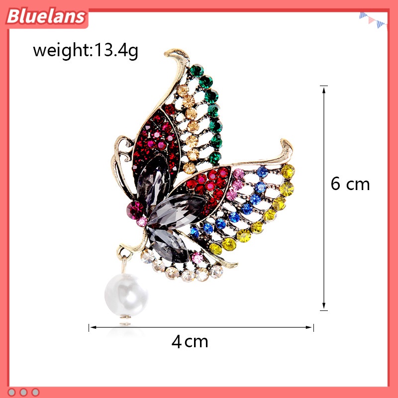 [BLS] Butterfly Pearl Brooch Berlian Imitasi Bros Sweater Mutiara Korsase Logam Butterfly Brooch