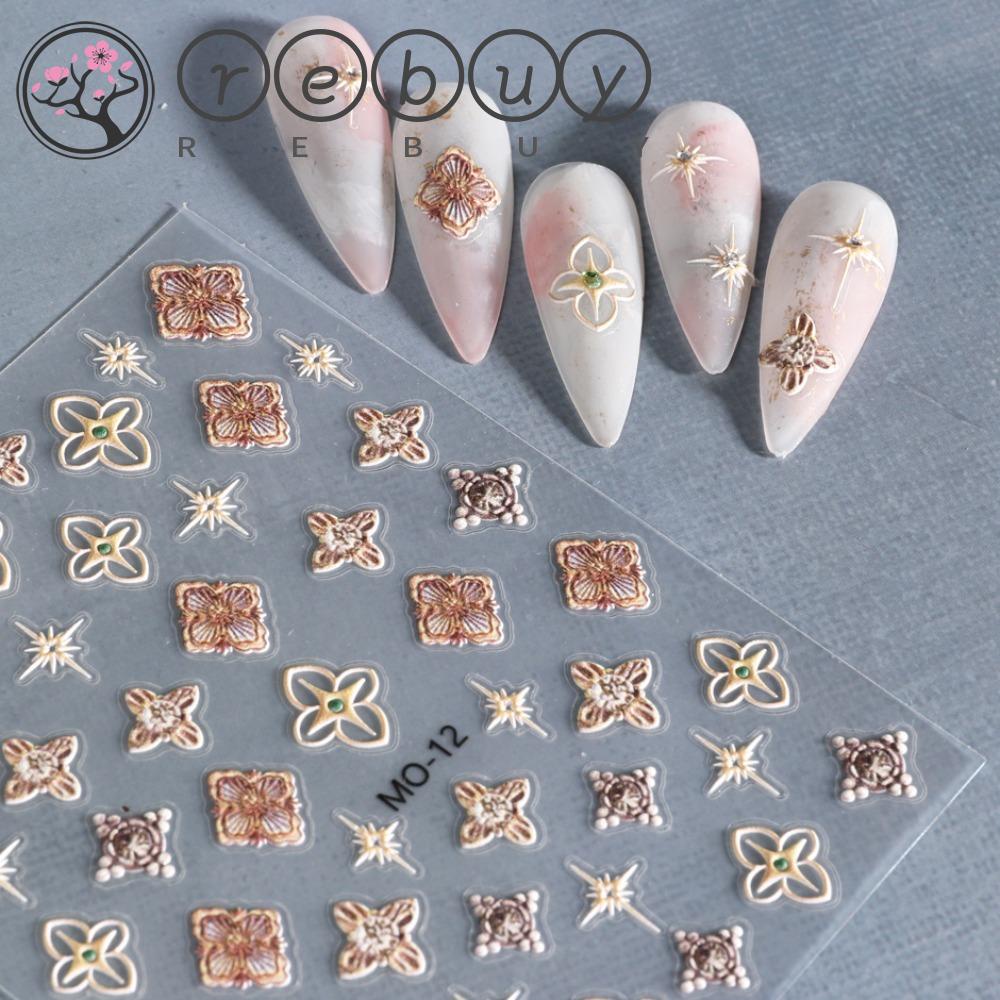 Rebuy Flowers Stiker Kuku Fashion Korea Cinta Hati Starlight Self Adhesive Nail Dekorasi