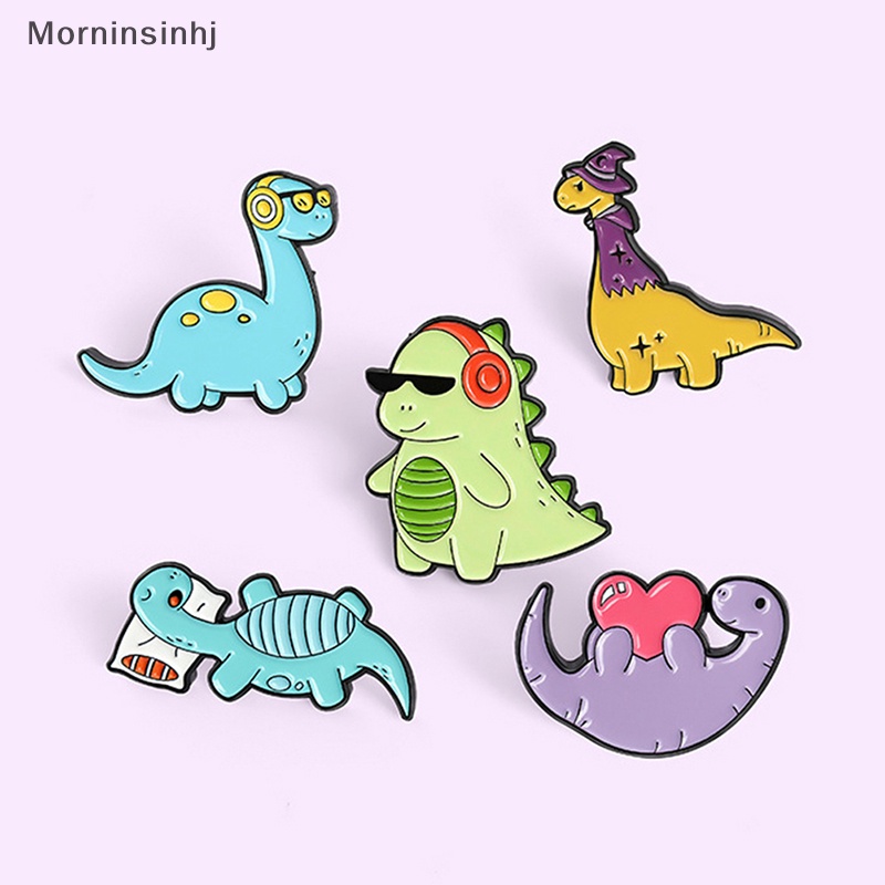 Mornin Kartun Dinosaurus Hewan Tetesan Minyak Lapel Bros Lencana Pin Pria Wanita Perhiasan Hadiah id