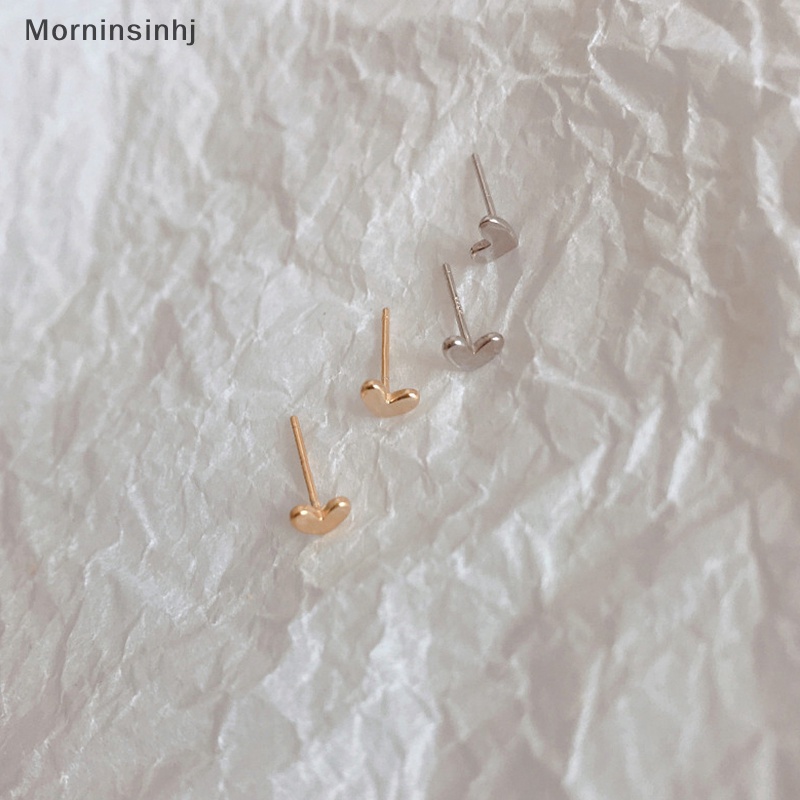 Mornin 1pasang Anting Tusuk Simple Fashion Hati Mini Warna Gold Silver Perhiasan Stud Telinga Gaya Korea Untuk Wanita Telinga Kecil id