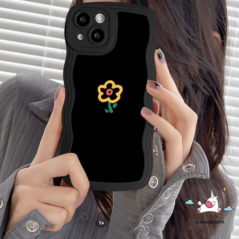 Vintage Flower Lembut Bergelombang Penutup Tepi Kompatibel Untuk IPhone 7Plus 13 11 14 12 Pro Max XR X 7 6s 8 6 14 Plus XS Max SE 2020fashion Soft Tpu Art Simple Bunga Tulip Back Phone Cover