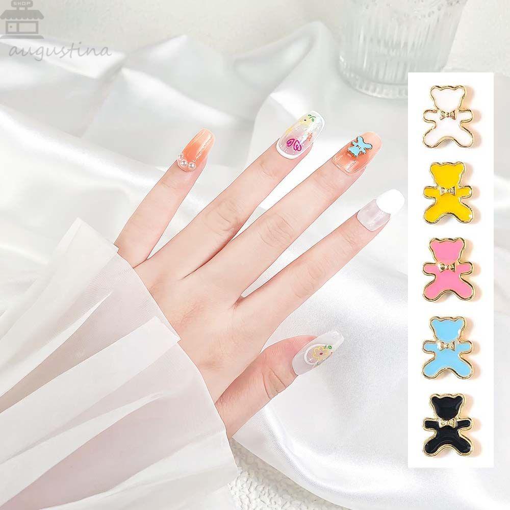 AUGUSTINA Agustina Dasi Kupu-Kupu Beruang Perhiasan Kuku Fashion Mini Lucu Manicure Aksesoris DIY Nail Art Tool