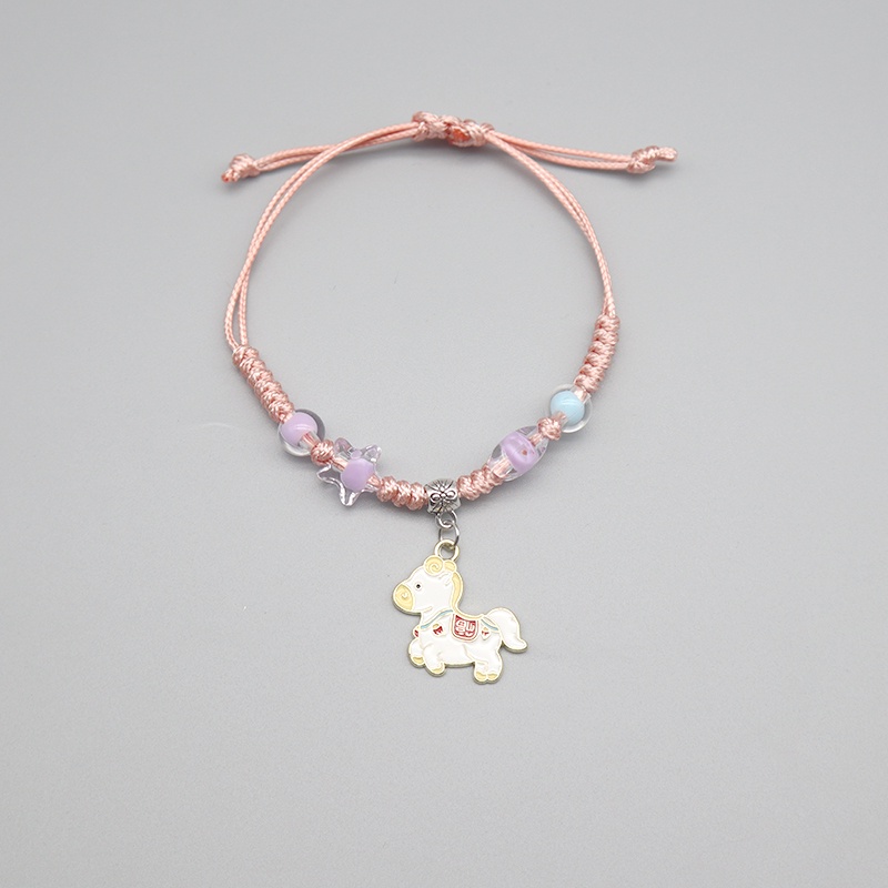 1 Pcs Gadis Dikepang Tali Gelang Unicorn Pony Liontin Wanita Gelang Kerajinan Hadiah Ulang Tahun Aksesoris Fashion.