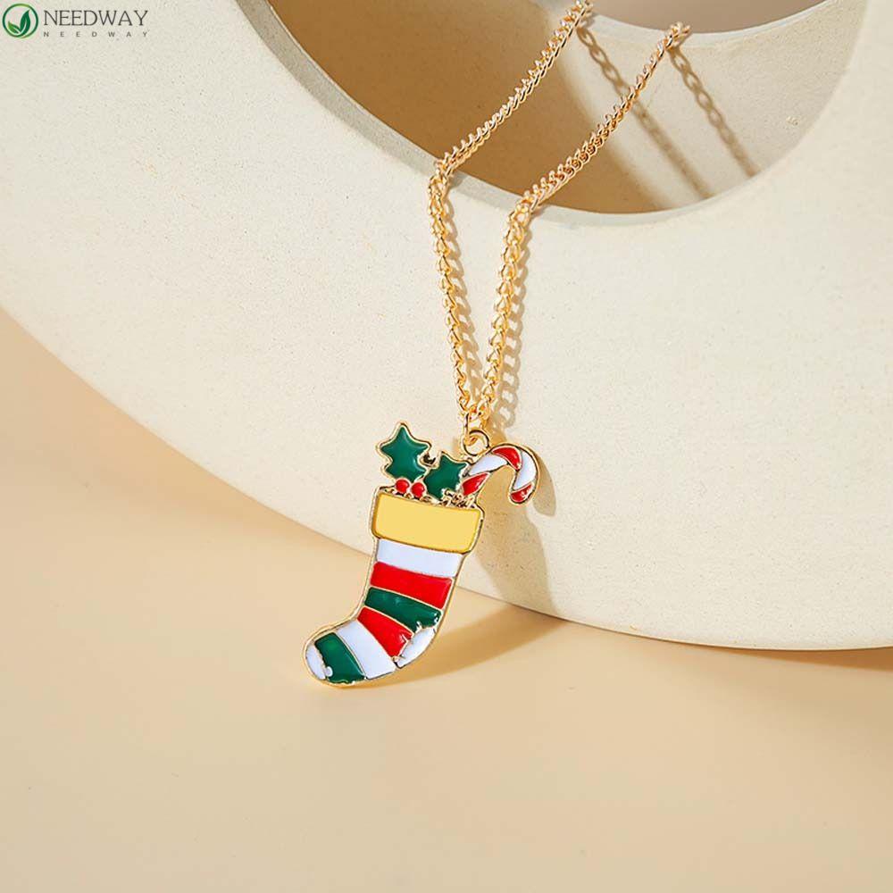 NEEDWAY Needway Kalung Natal Hadiah Natal Elk Santa Claus Merry Christmas Clavicle Necklace