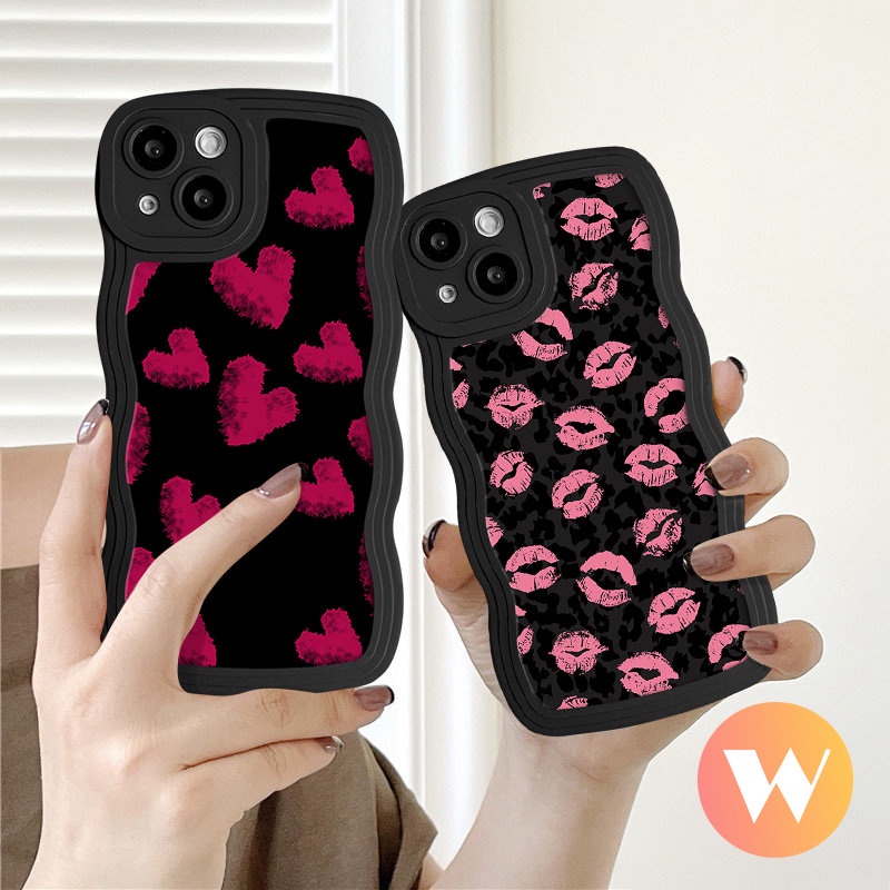 Wavy Edge Soft Cover Untuk Infinix Smart5 4 6 Plus Hot12 9 11 10 Play Hot 20 12i 10s 20s 9 10 11s 10Lite 8 12 Pro Note 10Pro 12 G96 Graffiti Love Heart Retro Leopard Lip Print Sarung