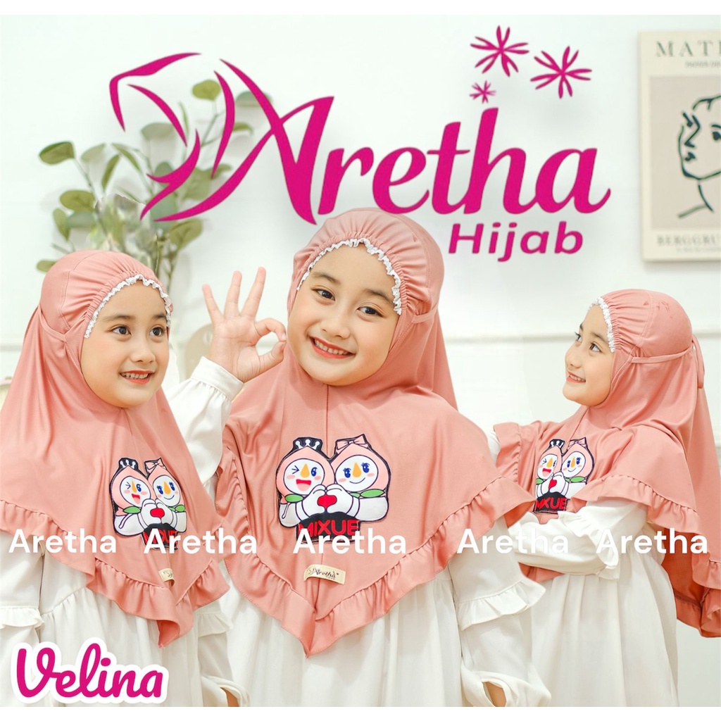 Jilbab Anak Velina Kerut Renda Bahan Jersey By Aretha