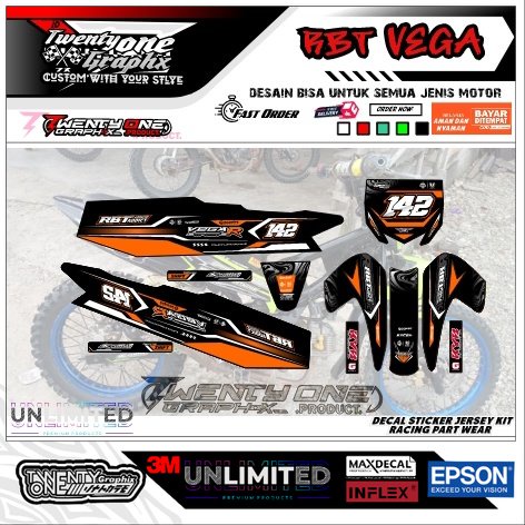 DECAL STIKER RBT YAMAHA VEGA R NEW OLD BEBEK MODIF OREN kekinian⭐ BEBEK TRAIL MODIF GTX TRABAS FULL 