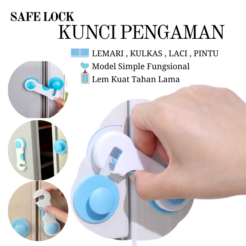 GOS -B410- Pengaman Pintu Laci Lemari - Baby Safety Lock Cantolan Pintu - Kunci Pengaman Pintu Laci Lemari Pakaian