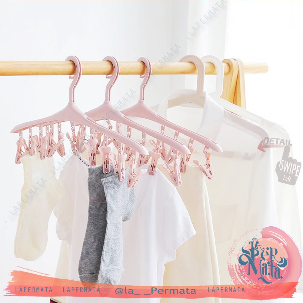 Hanger Jepitan 8 in 1 Gantungan Jepit Jemuran Baju Kaos Kaki - LPM Shop