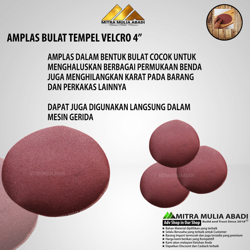 Amplas Bulat Tempel Velcro 4&quot; Grit 150 - Amplas Tempel