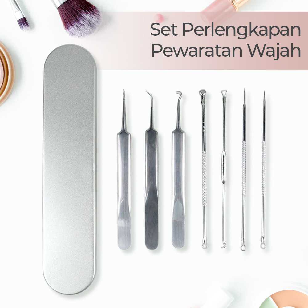 Set Pinset Komedo Jerawat Stainless Alat Perlengkapan Perawatan Wajah Wanita Blackhead 14 PCS