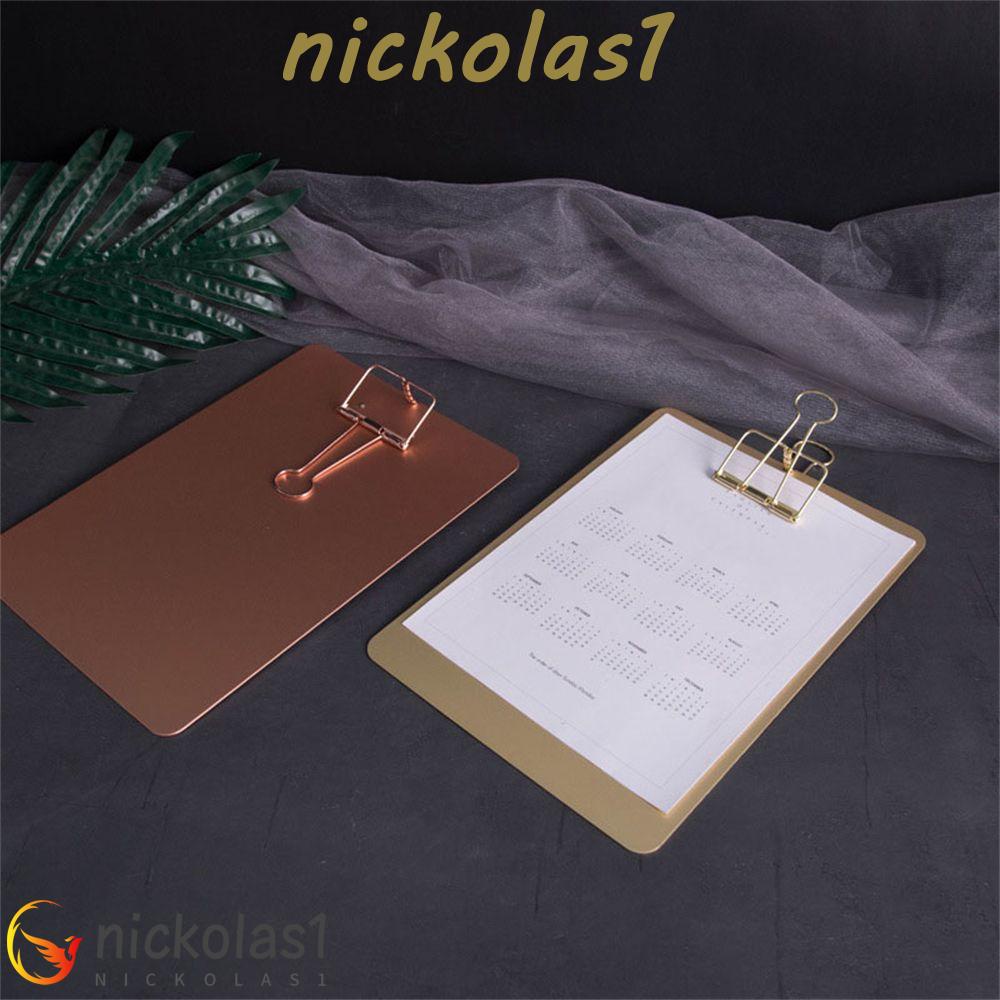 NICKOLAS1 A5 Metal Clipboard Alat Tulis Kantor Tahan Lama File Organizer Collect Buku Klip Perlengkapan Kantor Menu Bill Folder Tulisan Pad